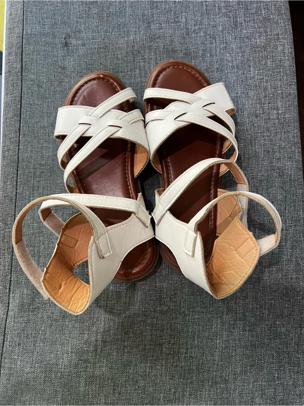 Girls Velcro white strappy sandals